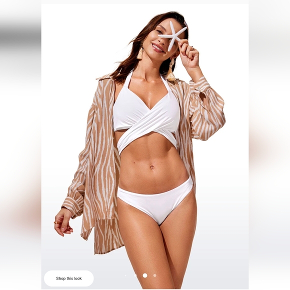 NWT CRZ YOGA Sunshine White Bikini Bottom Low Rise - Picture 3 of 9